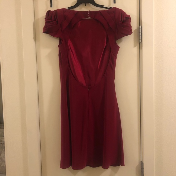 ABS by Allen Schwartz Rosette Backless Cocktail or Homecoming Dress, Red, 6 - Picture 5 of 13